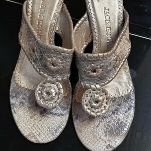 Jack Rogers Gold Sandals with Decorative Embellishments